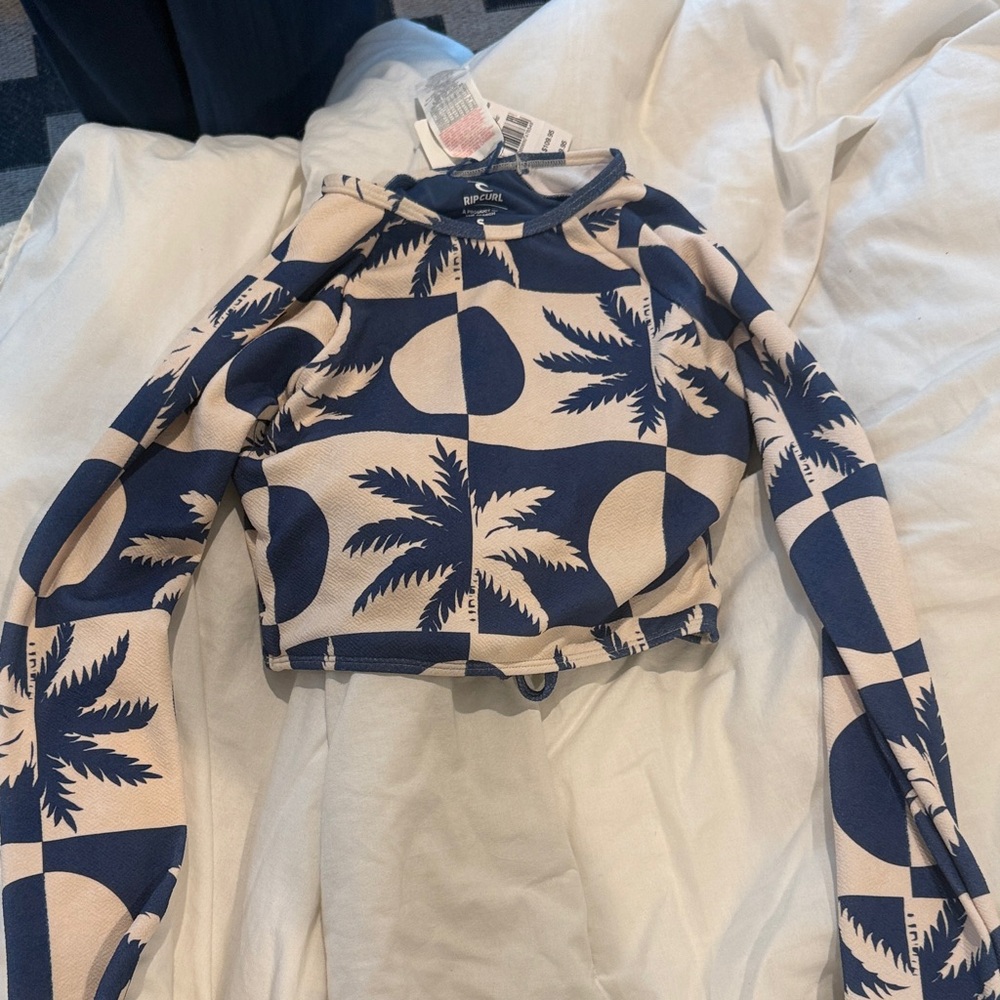 Rip curl blue and white long sleeve rash guard